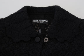 Dolce & Gabbana Schwarzer Button Down Long Blazer Baumwolljacke