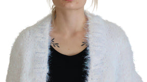 Dolce & Gabbana Weiße langärmelige Fransen Strickjacke