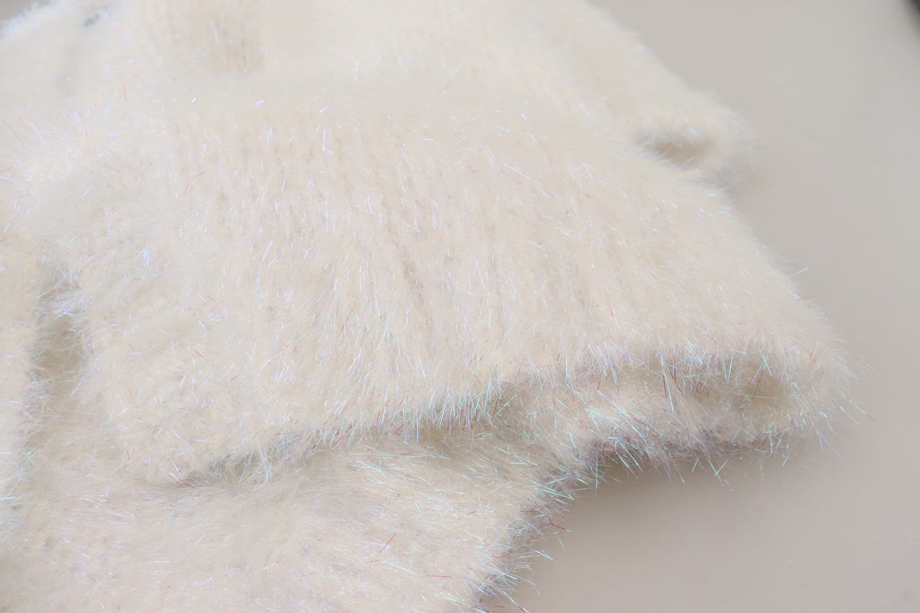 Dolce & Gabbana Weiße langärmelige Fransen Strickjacke