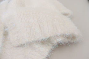 Dolce & Gabbana Weiße langärmelige Fransen Strickjacke