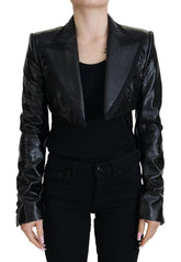 Dolce & Gabbana Schwarzer Langarm-Crop-Blazer Baumwolljacke