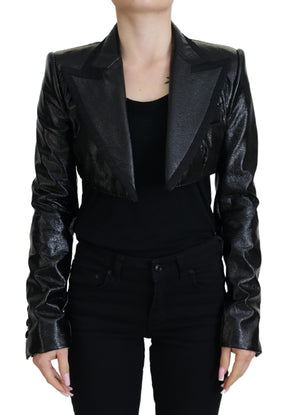 Dolce & Gabbana Schwarzer Langarm-Crop-Blazer Baumwolljacke