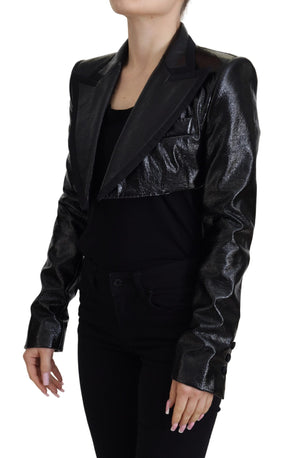 Dolce & Gabbana Schwarzer Langarm-Crop-Blazer Baumwolljacke
