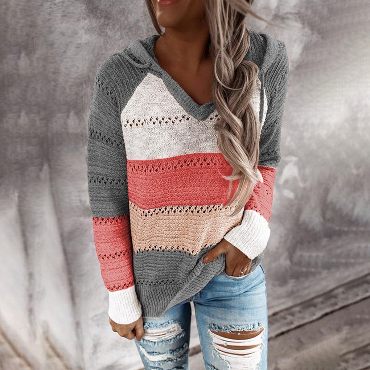 Stilvoller Herbst-Hoodie mit Color Block Design - Wärme & Komfort im Herbstlook