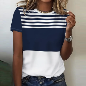 Herbsts-Chic: Klassisches Gestreiftes Kurzarm-Top in Premium-Qualität