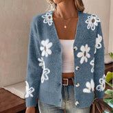 Blue Floral Print Cardigan - Ihr kuscheliger Begleiter für den Herbst