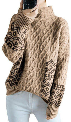 Herbstlicher High Neck Cable-Knit Sweater - Stylisch, Gemütlich & Einzigartig