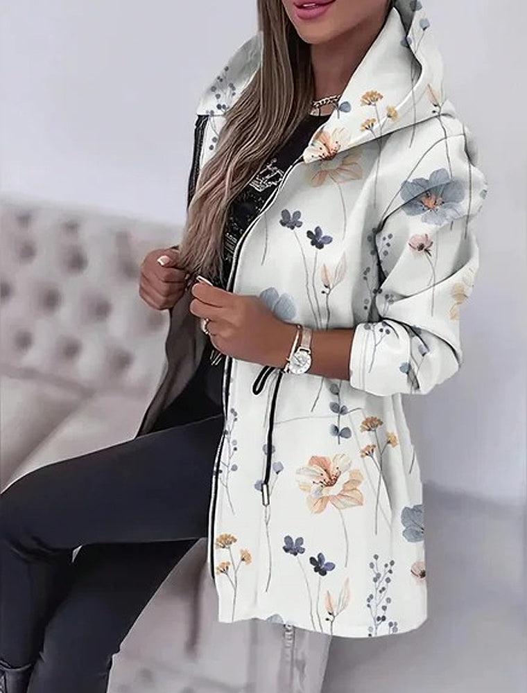 Stylish Floral Print Hoodie - Herbstsmode mit Komfort & Stil