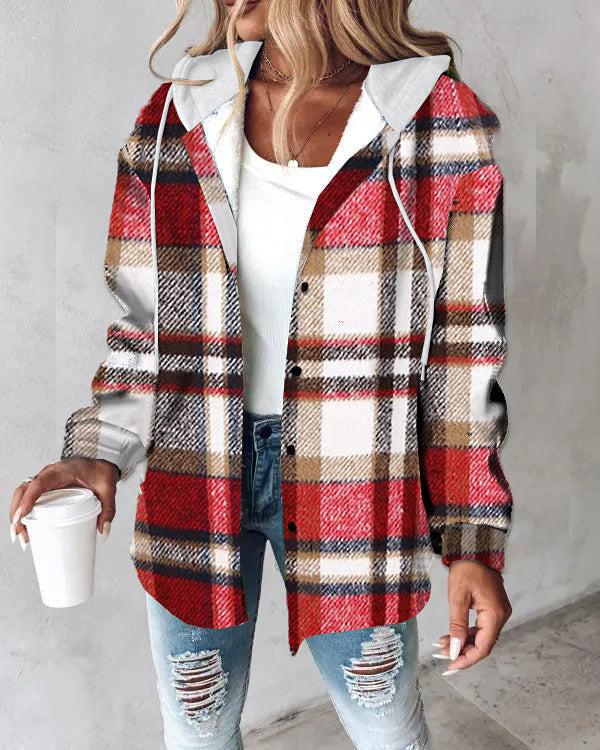 Kariertes Winter Hoodie Mantel Damen – warm & cozy chic