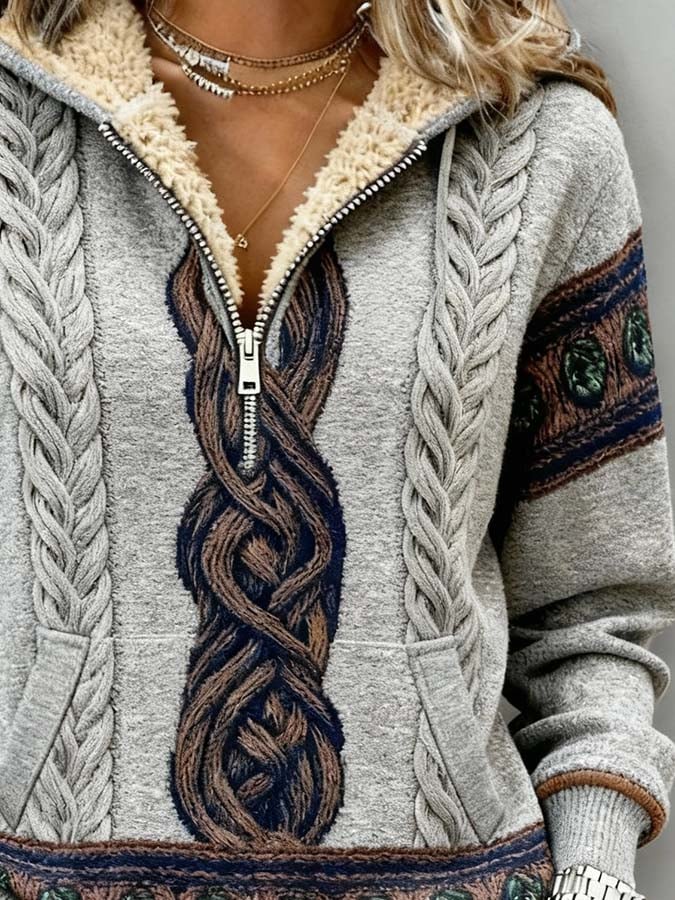 Kuscheliges Damen Hoodie Winterpullover mit Teddyfutter