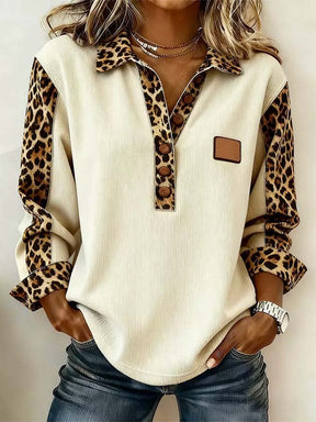 Winter Damen Sweatshirt Leopardprint warm & casual