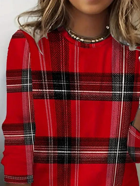 Winter Karo Longsleeve Rot – Kuscheliges Damen Shirt