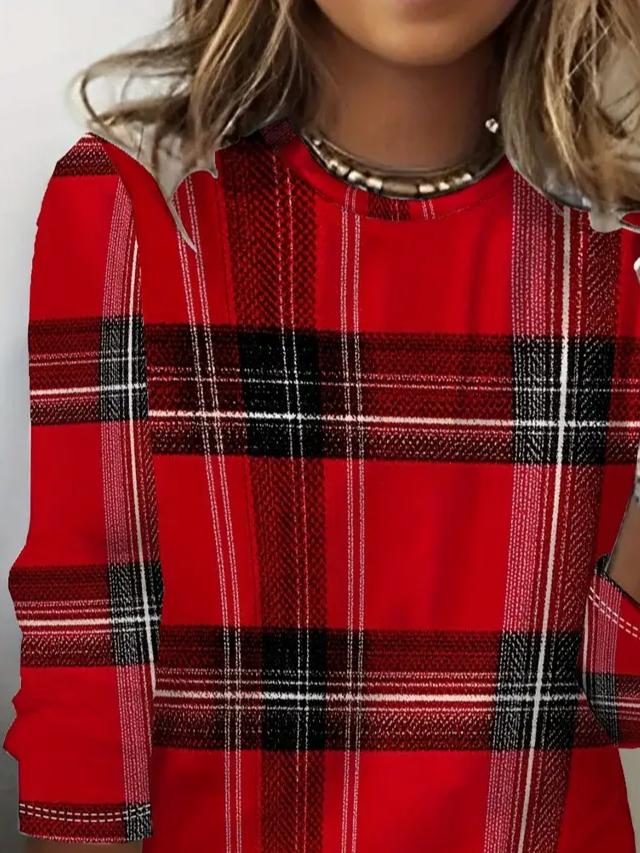 Winter Karo Longsleeve Rot – Kuscheliges Damen Shirt