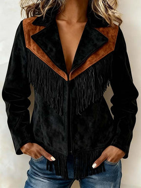 Winter Retro Fransenjacke Damen – warm, stylisch, casual
