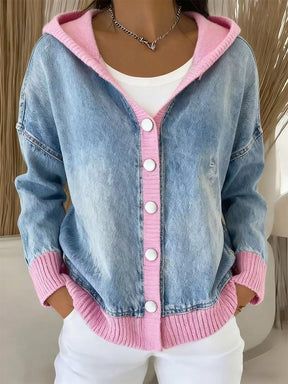 Winter Damen Jeansjacke mit Kapuze – warm und casual