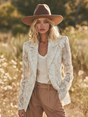 Vintage Lapel Long Sleeve Blazer - Eleganz & Komfort für den Herbstslook