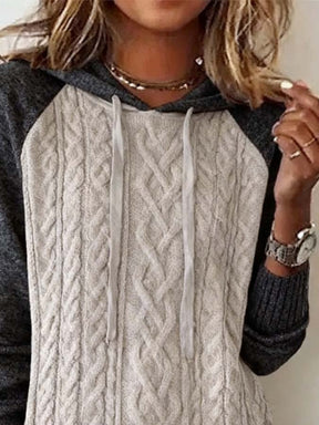 Kuscheliger Damen Strick Hoodie Winterpullover grau