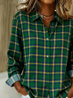 Winter Damen Hemd kariert locker warm Casual Faux Leinen