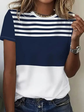 Herbsts-Chic: Klassisches Gestreiftes Kurzarm-Top in Premium-Qualität
