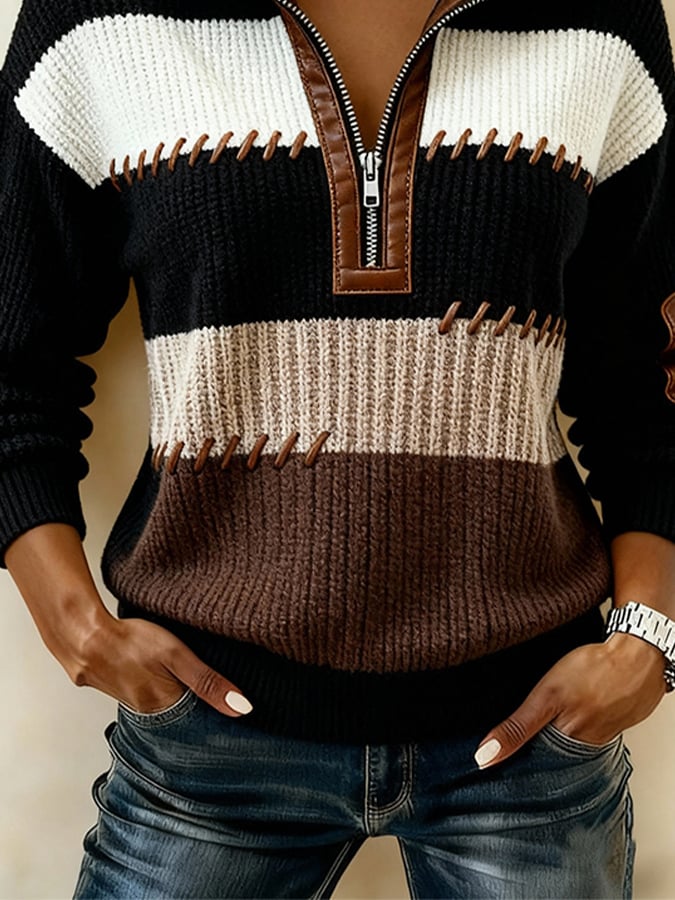 Winter Sherpa Sweatshirt Damen warm Colorblock Pullover