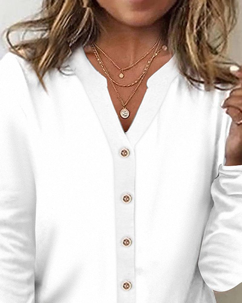 Winter Longsleeve Damen Weiß – Warmes Basic mit V-Ausschnitt