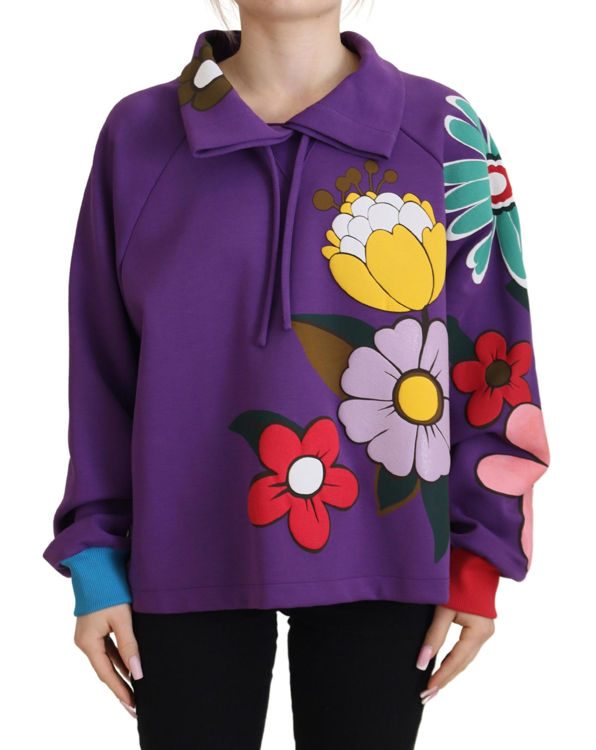Dolce & Gabbana Lila Pullover aus Baumwolle mit Blumendruck