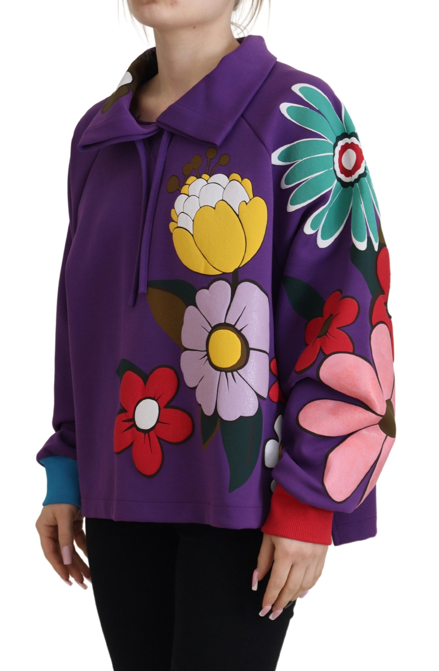 Dolce & Gabbana Lila Pullover aus Baumwolle mit Blumendruck