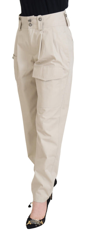 Dolce & Gabbana Beige Hochtaillierte Damenhosen