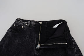 Dolce & Gabbana Schwarze Denim-Jeans mit hoher Taille aus gewaschener Baumwolle