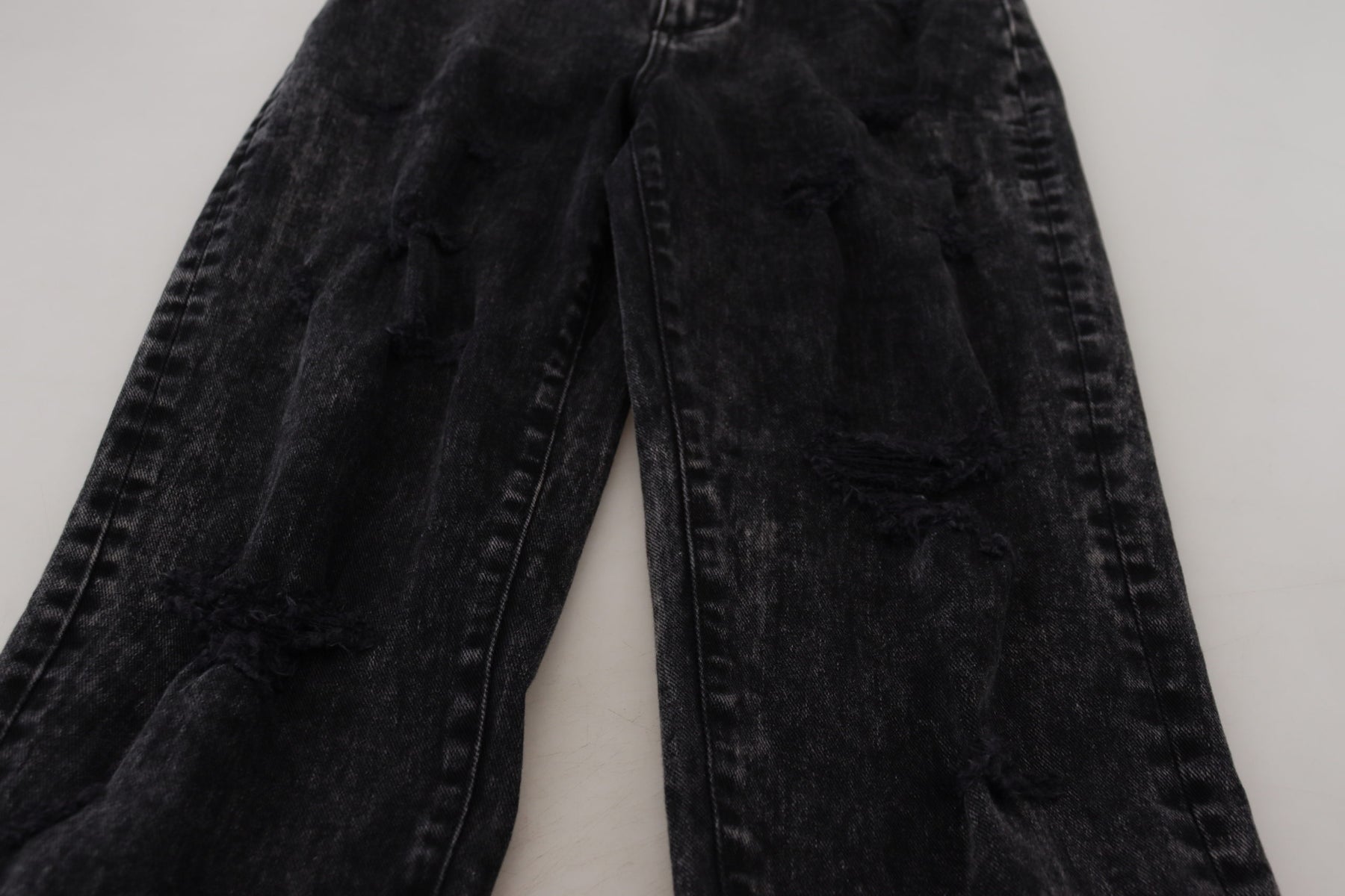 Dolce & Gabbana Schwarze Denim-Jeans mit hoher Taille aus gewaschener Baumwolle
