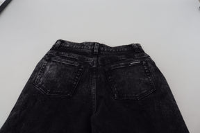 Dolce & Gabbana Schwarze Denim-Jeans mit hoher Taille aus gewaschener Baumwolle