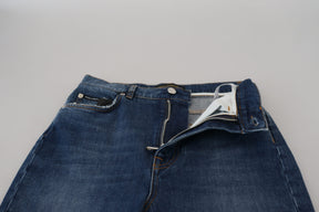 Dolce & Gabbana Blaue Baumwoll-Skinny-Denim-Jeans mit hoher Taille