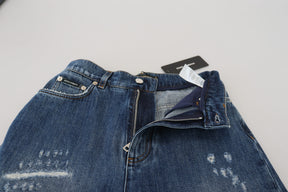 Dolce & Gabbana Blaue, verwaschene, zerfledderte Denim-Jeans aus Baumwolle