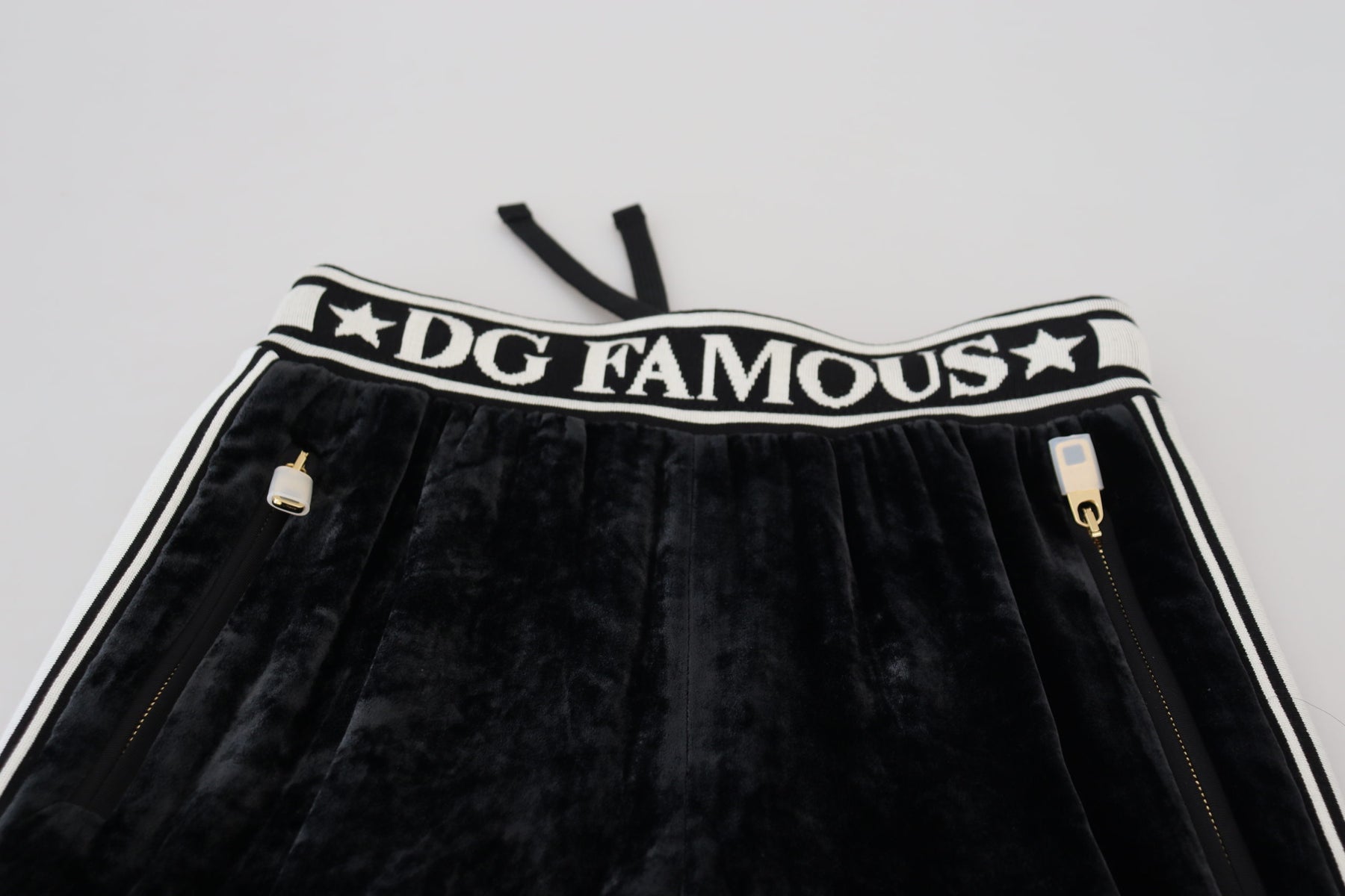 Dolce & Gabbana Schwarze DG Logo-Samt-Hose