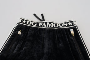 Dolce & Gabbana Schwarze DG Logo-Samt-Hose