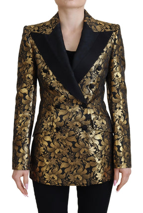 Dolce & Gabbana Schwarz Gold Jacquard Mantel Blazer Jacke