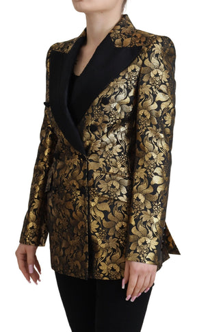 Dolce & Gabbana Schwarz Gold Jacquard Mantel Blazer Jacke