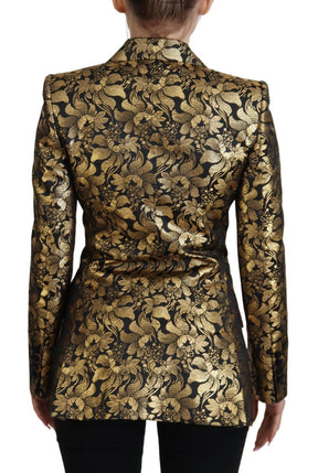 Dolce & Gabbana Schwarz Gold Jacquard Mantel Blazer Jacke