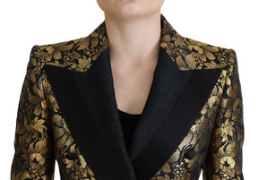 Dolce & Gabbana Schwarz Gold Jacquard Mantel Blazer Jacke