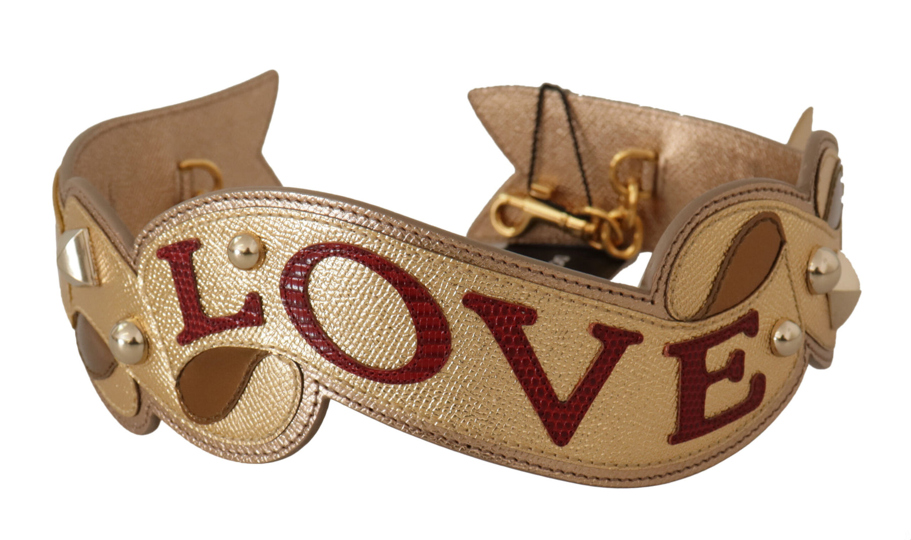 Dolce & Gabbana Gold Leder LOVE Patch Tasche Schulterriemen