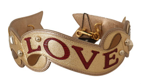 Dolce & Gabbana Gold Leder LOVE Patch Tasche Schulterriemen