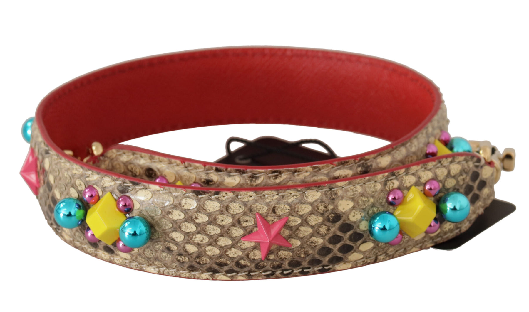 Dolce & Gabbana Beige Pythonleder mit Kristallen Schulterriemen