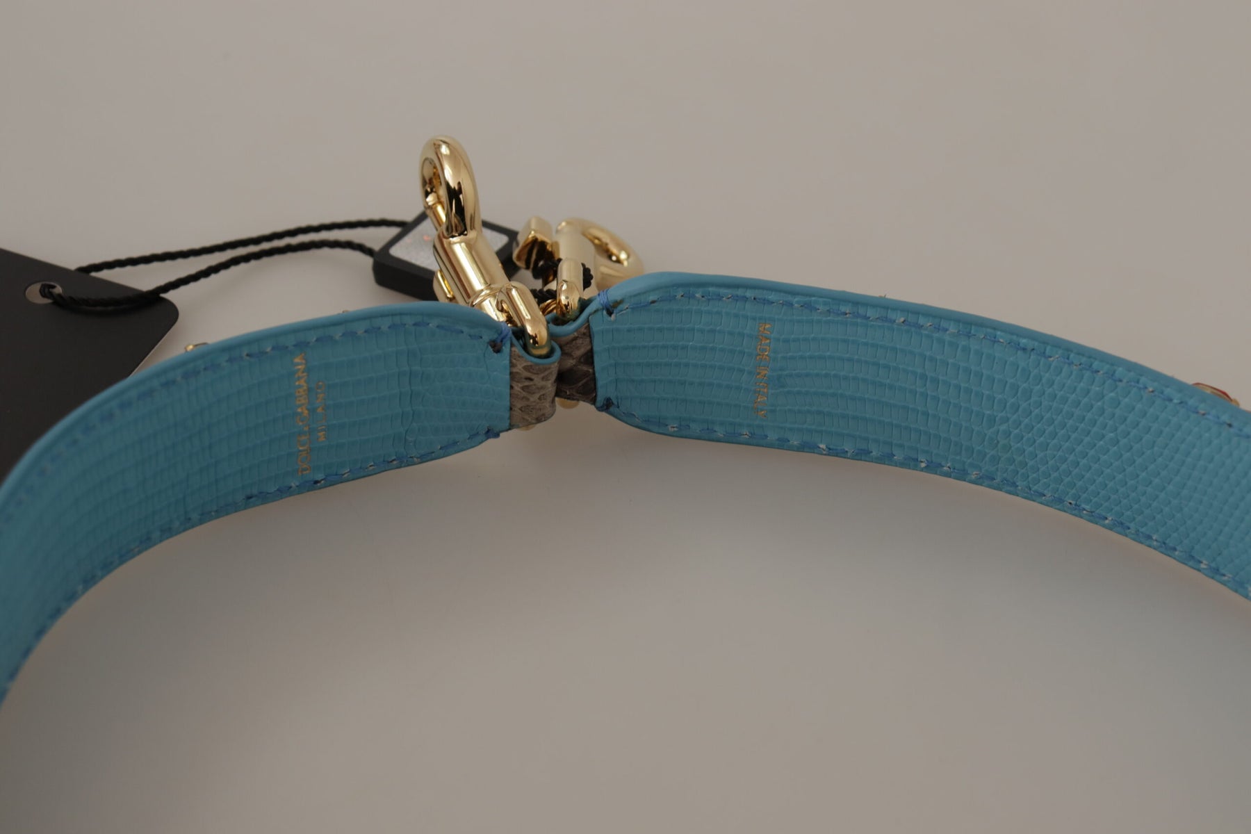 Dolce & Gabbana Braunes exotisches Leder mit Kristallen Schulterriemen