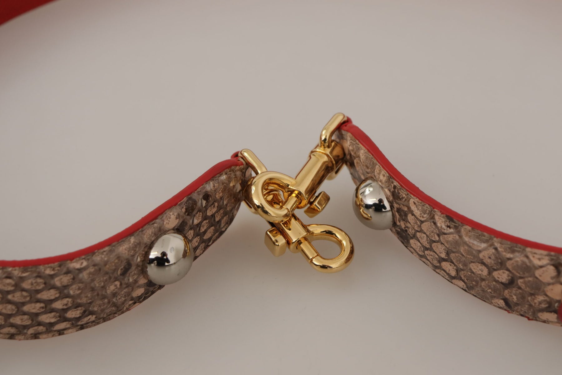 Dolce & Gabbana Brauner Pythonleder-Schulterriemen mit Kristallen