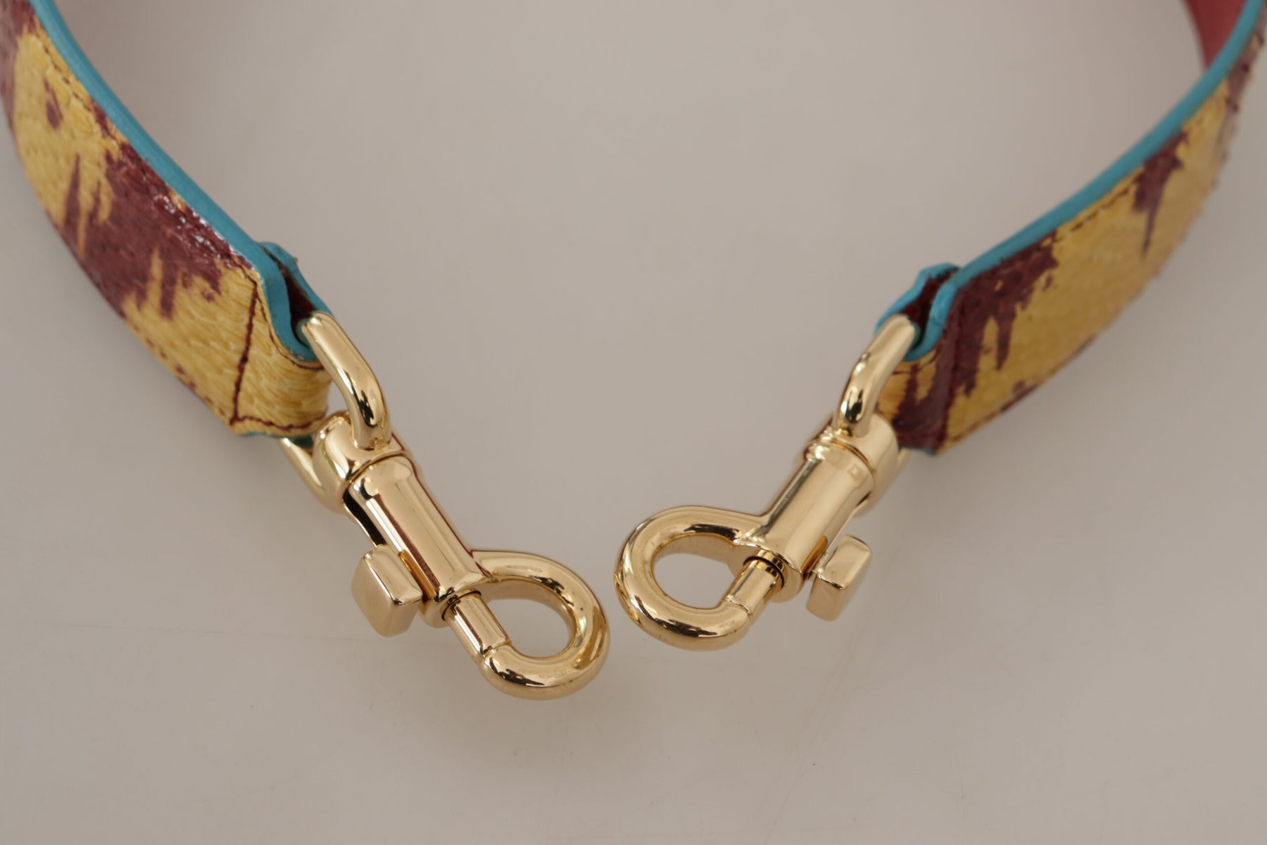 Dolce & Gabbana Gelbes Rotes Leder Goldfarbener Schulterriemen