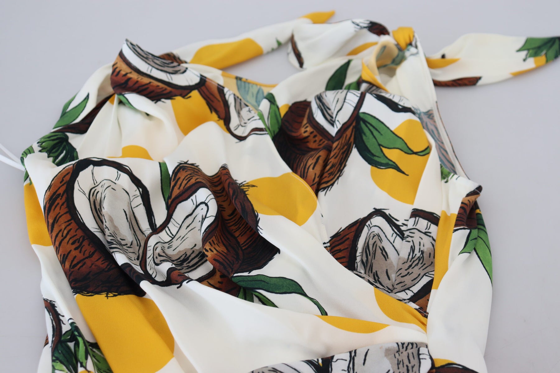 Dolce & Gabbana Weißes Kokosnuss-Print-Mini-Seidenkleid