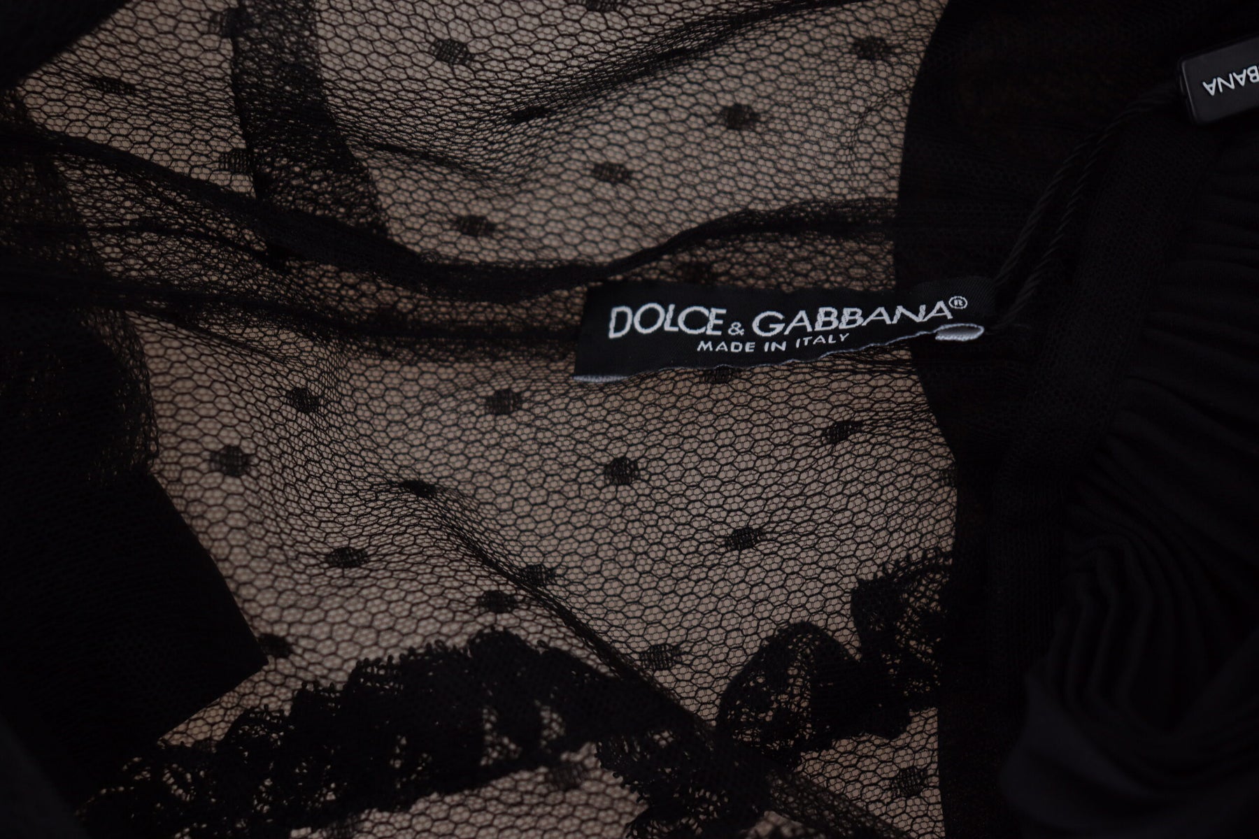 Dolce & Gabbana Schwarzes Mini-Nylonkleid mit Spitzenbesatz in A-Linie