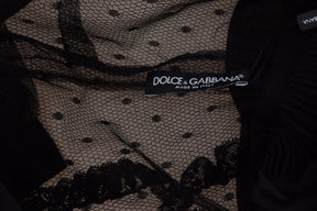 Dolce & Gabbana Schwarzes Mini-Nylonkleid mit Spitzenbesatz in A-Linie