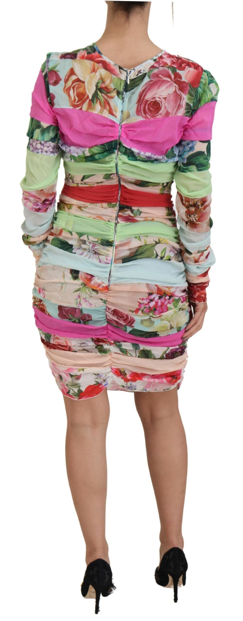 Dolce & Gabbana Multicolor Seide Floral Bodycon Etuikleid