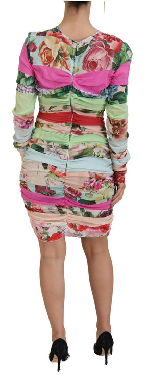 Dolce & Gabbana Multicolor Seide Floral Bodycon Etuikleid